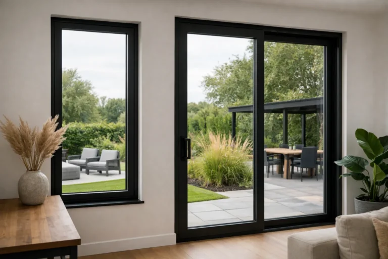 Moderne woning met zwarte kozijnen en grote ramen