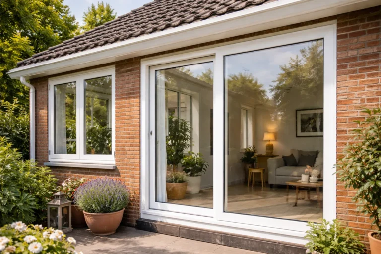 Witte kunststof kozijnen met schuifpui in een woning in Almere