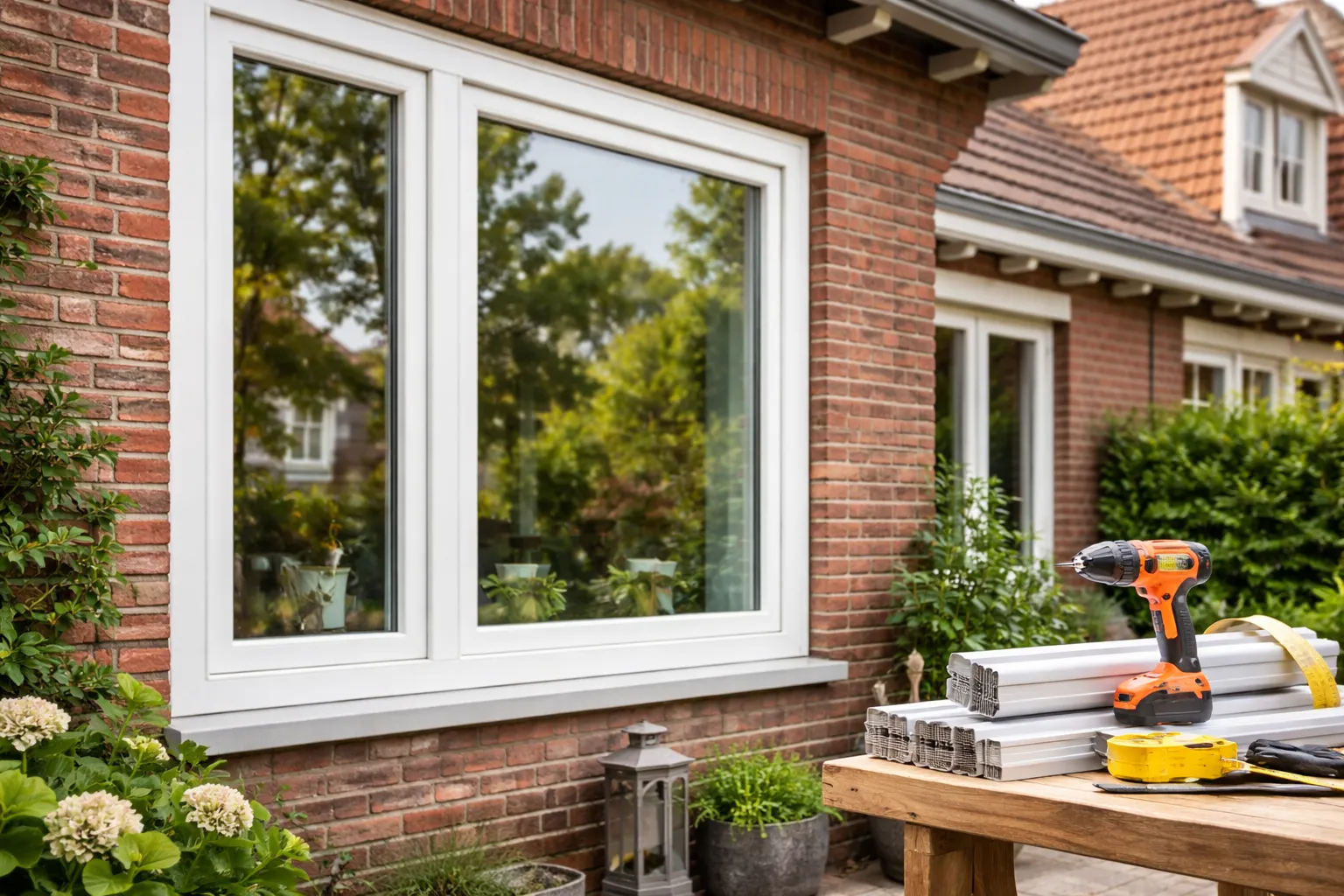 Moderne kozijnen van hout, kunststof en aluminium bij een woning in Haarlem