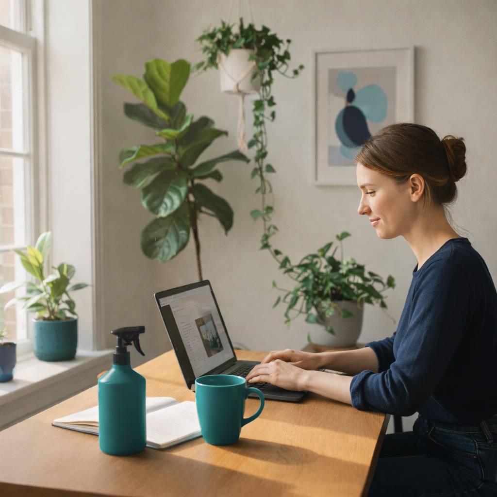 Een geconcentreerde werkplek met een rustgevende inrichting