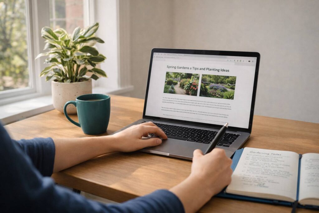 Thuiswerkplek voor tuininspiratie